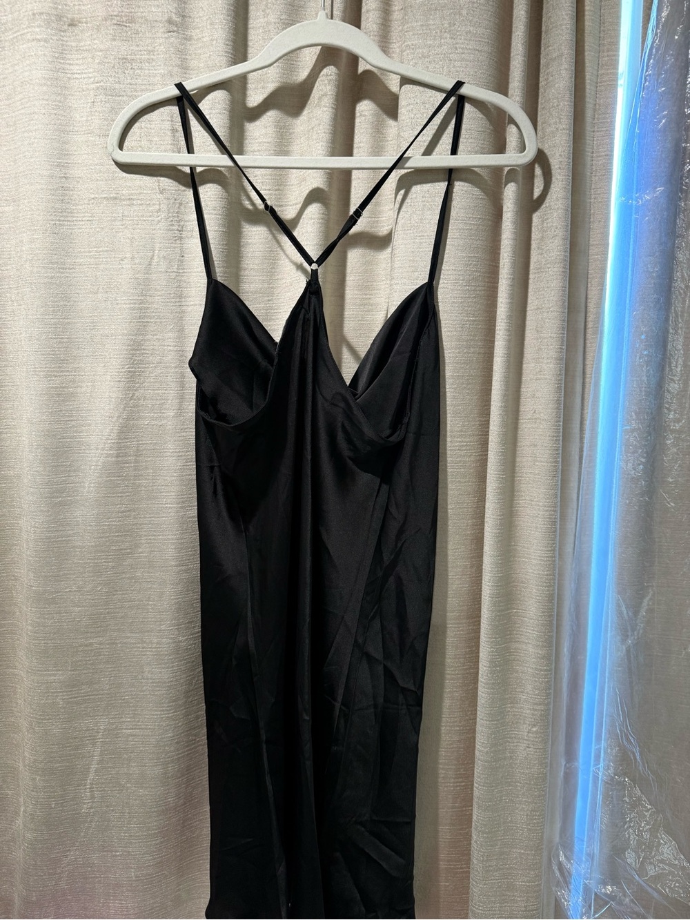 fab'rik Black Satin Slip Mini Dress - Picture 3 of 3